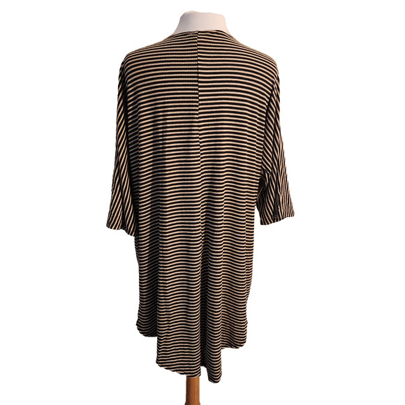 Lularoe Lindsay Striped Waterfall Cardigan Blue/Tan Size Medium - Picture 3 of 7